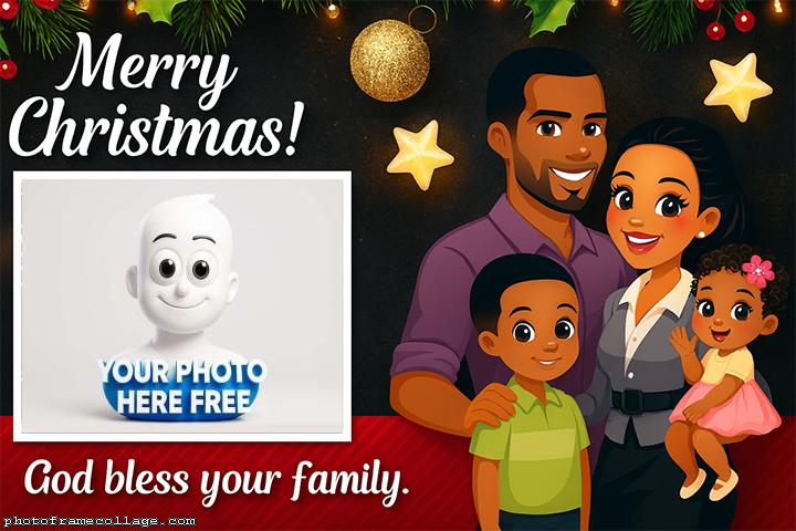 Merry Christmas God Bless Family photo collage