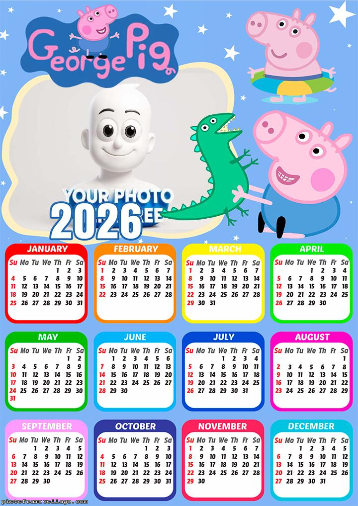 Calendar 2026 George Pig Photo Montage Online