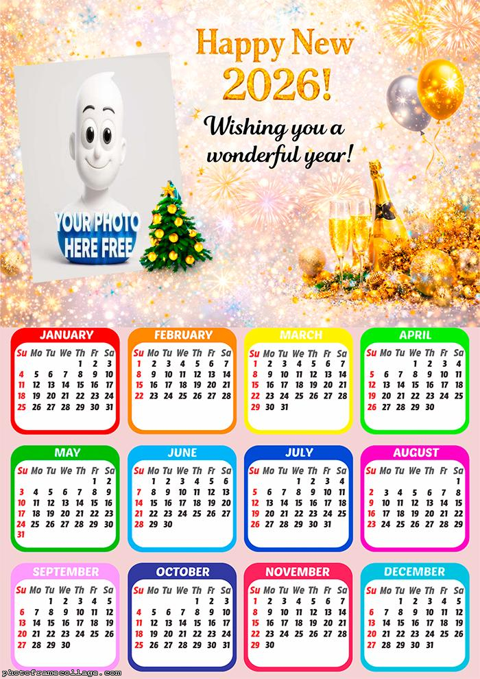 Calendar 2026 Happy 2026 Wishing you a wonderful year