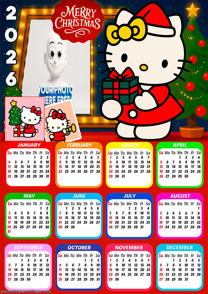Calendar 2026 Merry Christmas Hello Kitty 