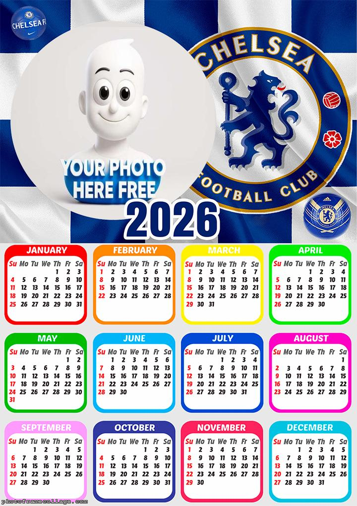 Calendar 2026 Chelsea Photo Editor with Frames