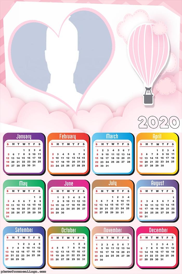 Pink Air Balloon Calendar 2020