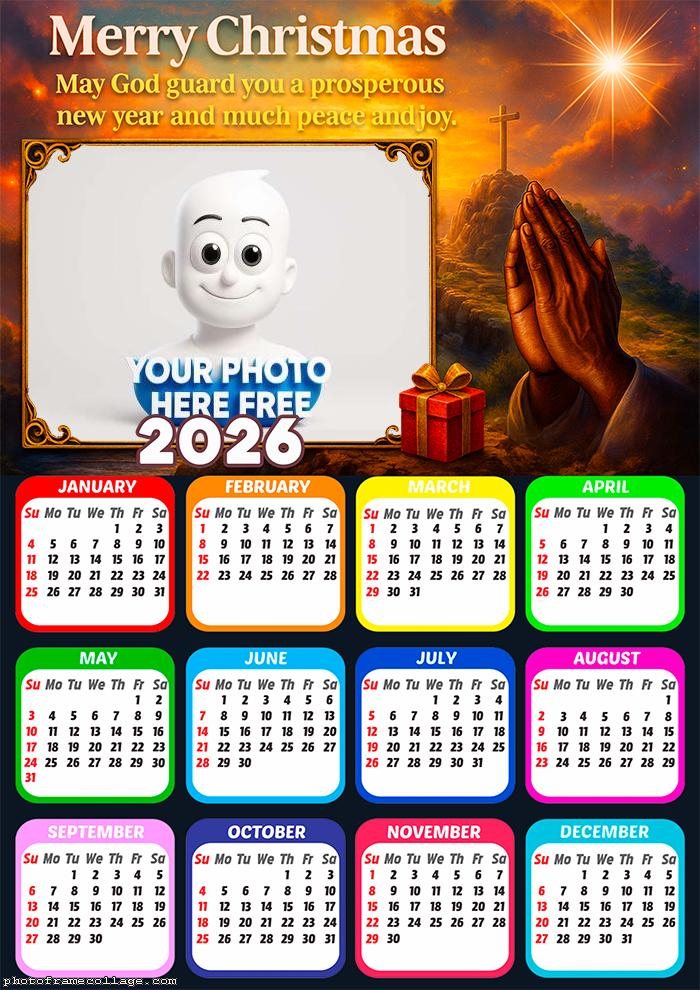 Calendar 2026 Cristmas Much Peace and Joy