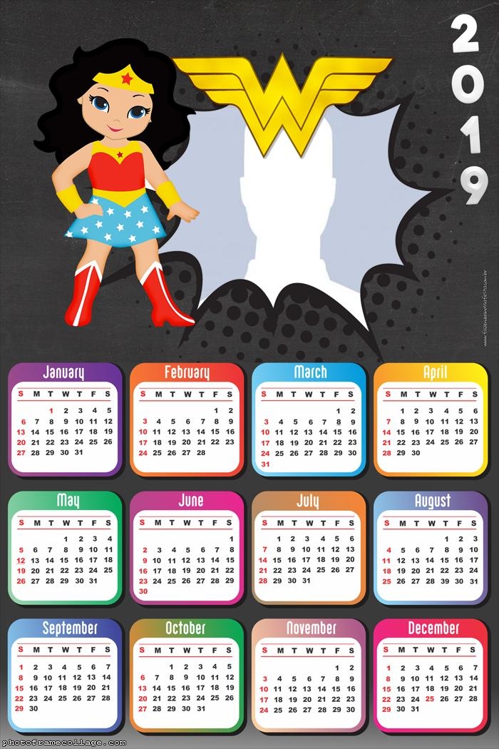 Cute Wonder Woman Calendar 2019