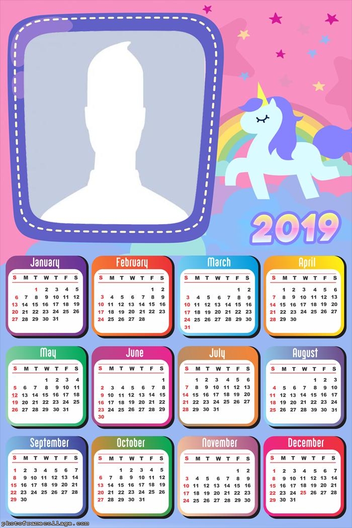 Unicorn Candy Color Calendar 2019