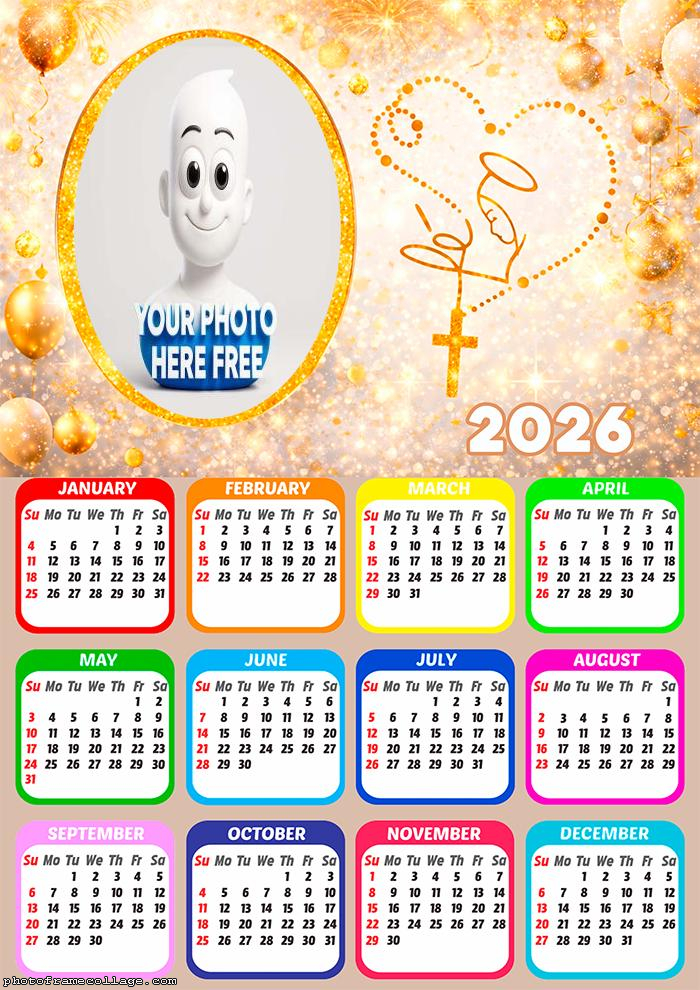 Calendar 2026 Blessings in this new year free online picture frame