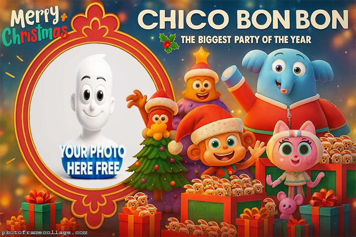 Chico Bon Bon Merry Christmas Custom Photo Collage