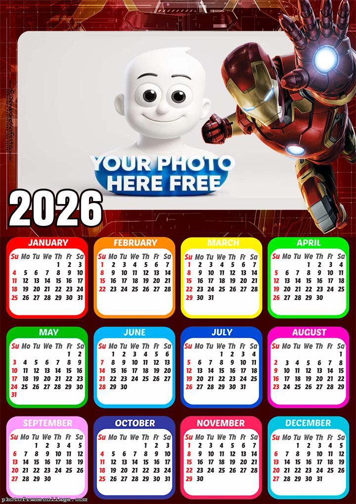 Calendar 2026 Iron Man Tony Stark