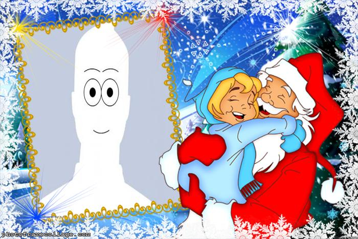 Santa Claus Blue Background Montage Online