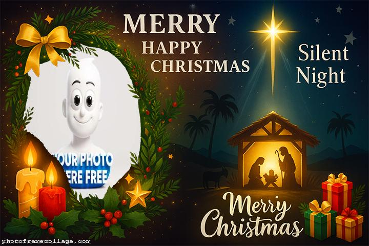 Merry Happy Christmas Silent Nigth Frame Collage