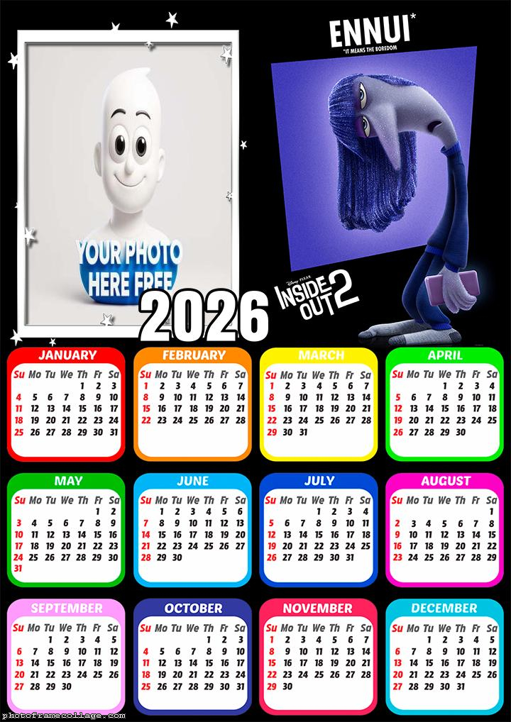 Calendar 2026 Ennui Inside Out 2 Frame