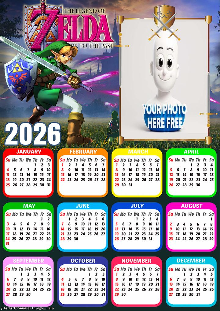 Calendar 2026 Zelda Photo Collage Templates
