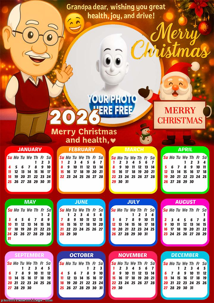 Calendar 2026 Grandpa Dear Merry Christmas