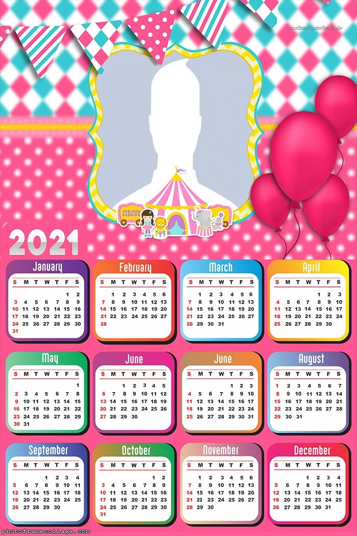 Calendar 2021 Girl Circus Birthday