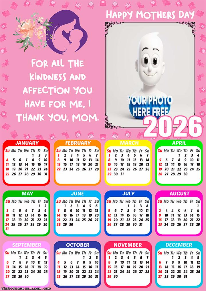 Calendar 2026 Happy Mothers Day Phrase