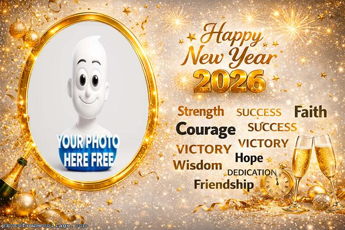 Happy New Year 2026 photo frame online