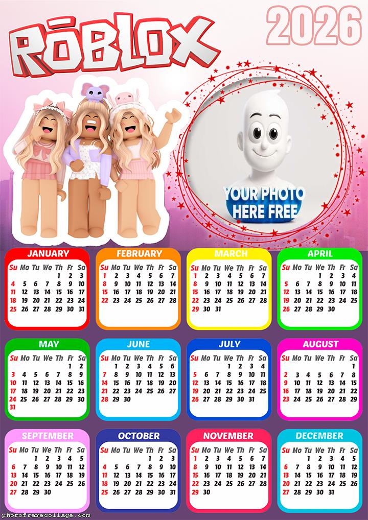 Calendar 2026 Robox Girl Free Collage Free