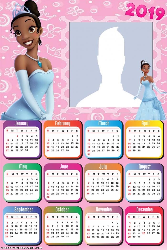 Princess Tiana Calendar 2019