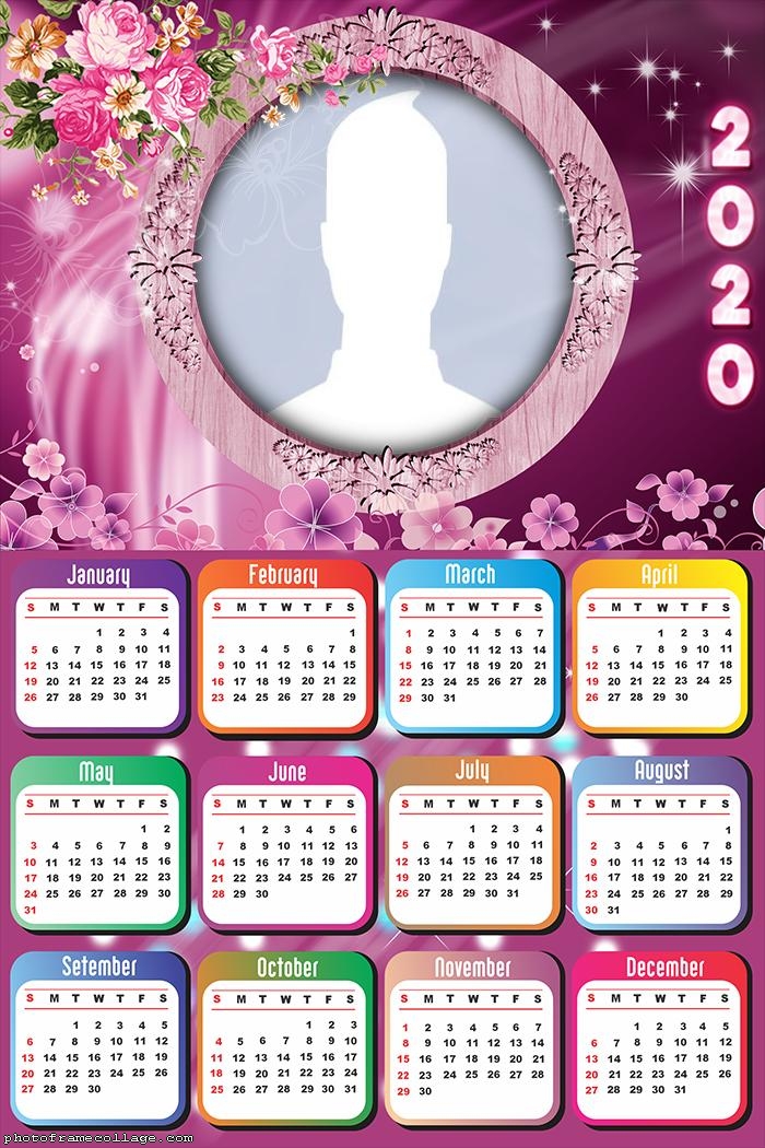 Photo Frame Flowers Calendar 2020