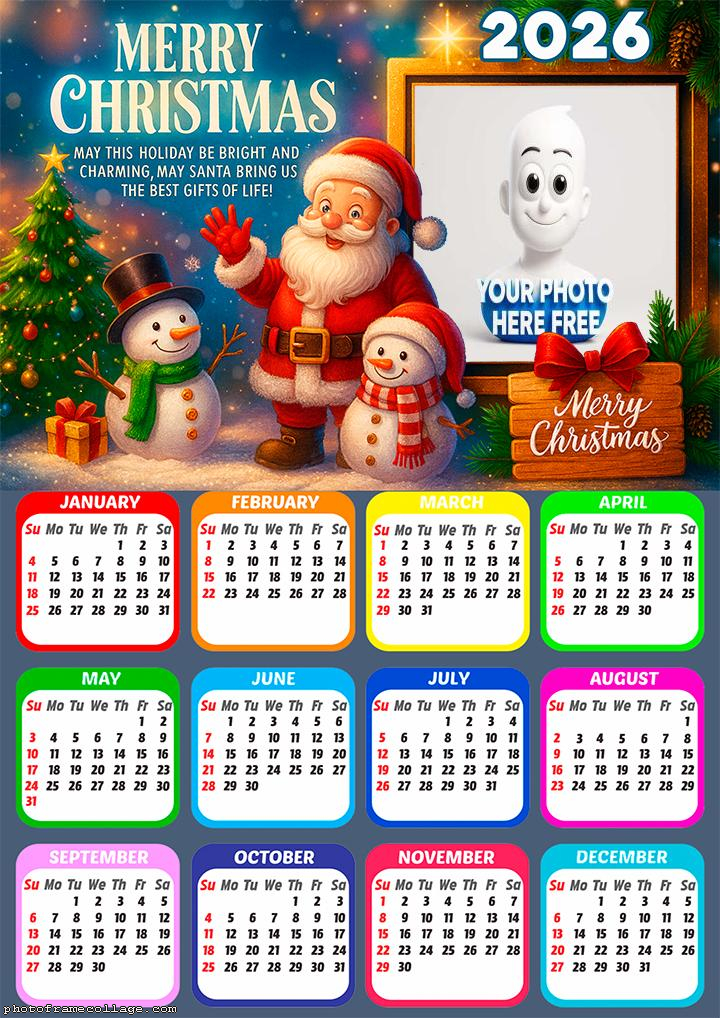 Calendar 2026 Brigth and Charming Merry Christmas