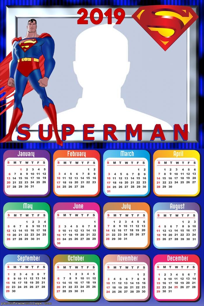 SuperMan Cartoon Calendar 2019