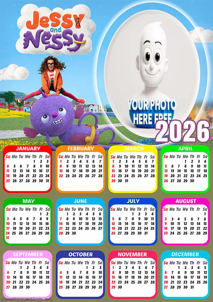 Calendar 2026 Jessy and Nessy Printable Photo