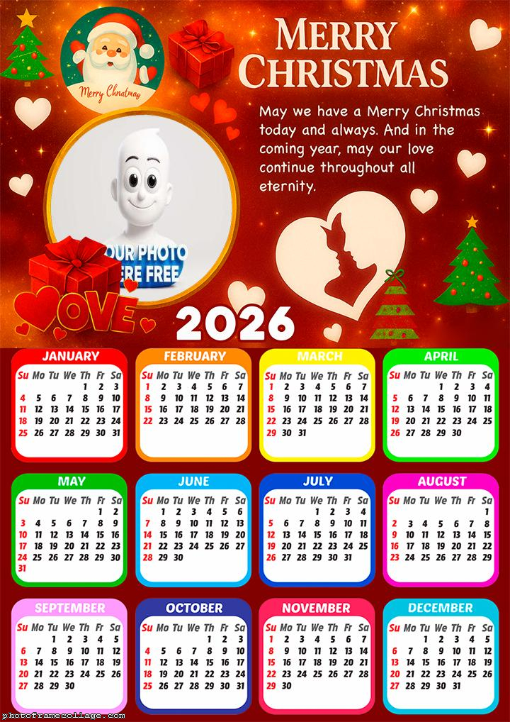 Calendar 2026 Today and Always Merry Christmas