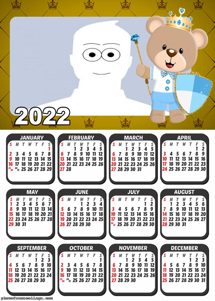 Calendar 2022 Royalty Bear