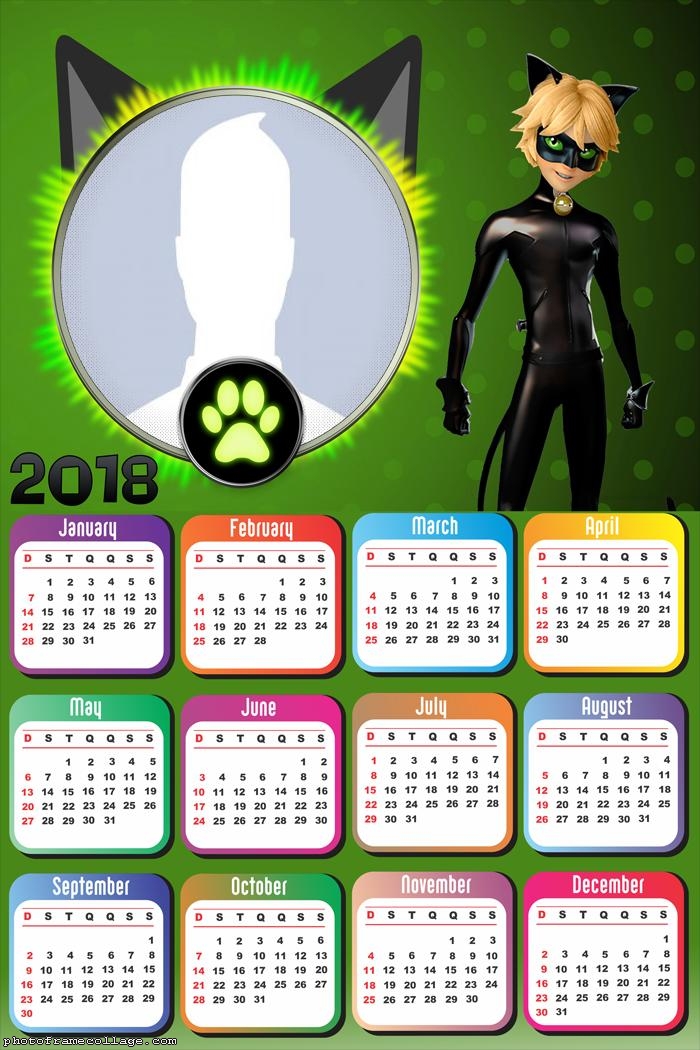 Calendar 2018 Cat Noir