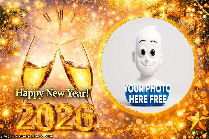 Family photo collage New Year 2026 