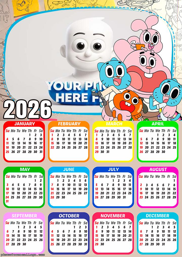 Calendar 2026 The Amazing World of Gumball