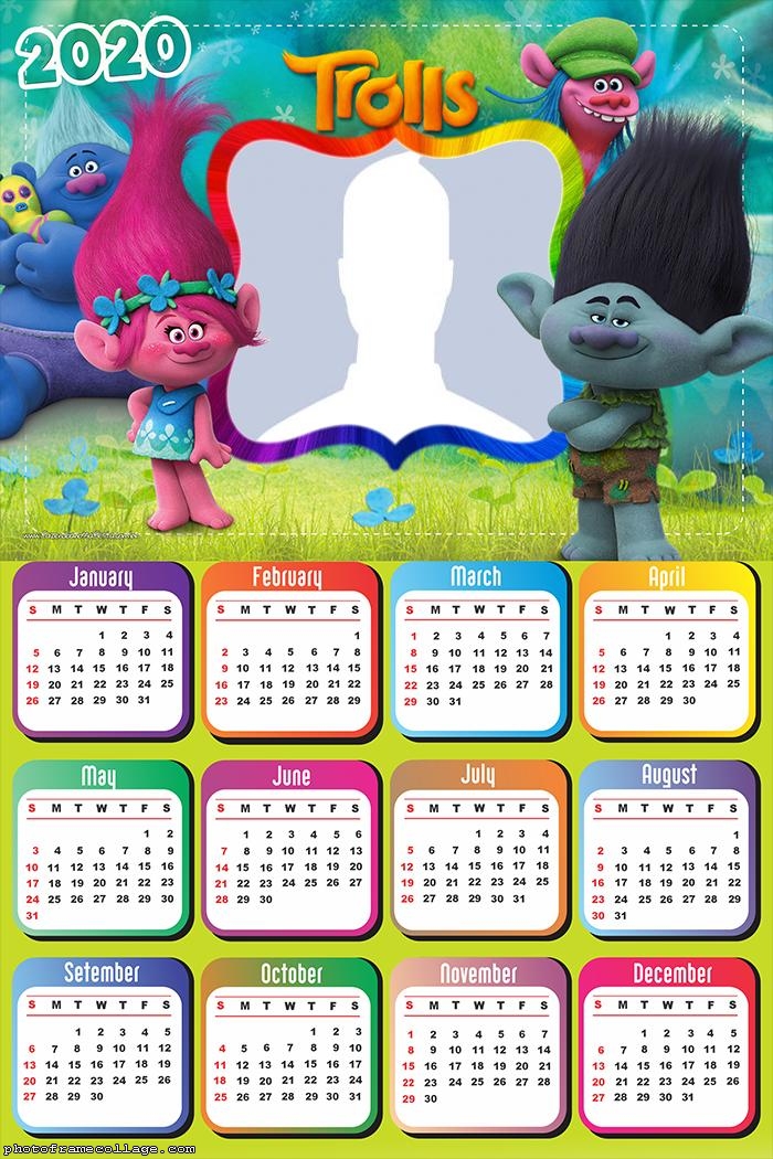 Trolls Calendar 2020 Photo Collage