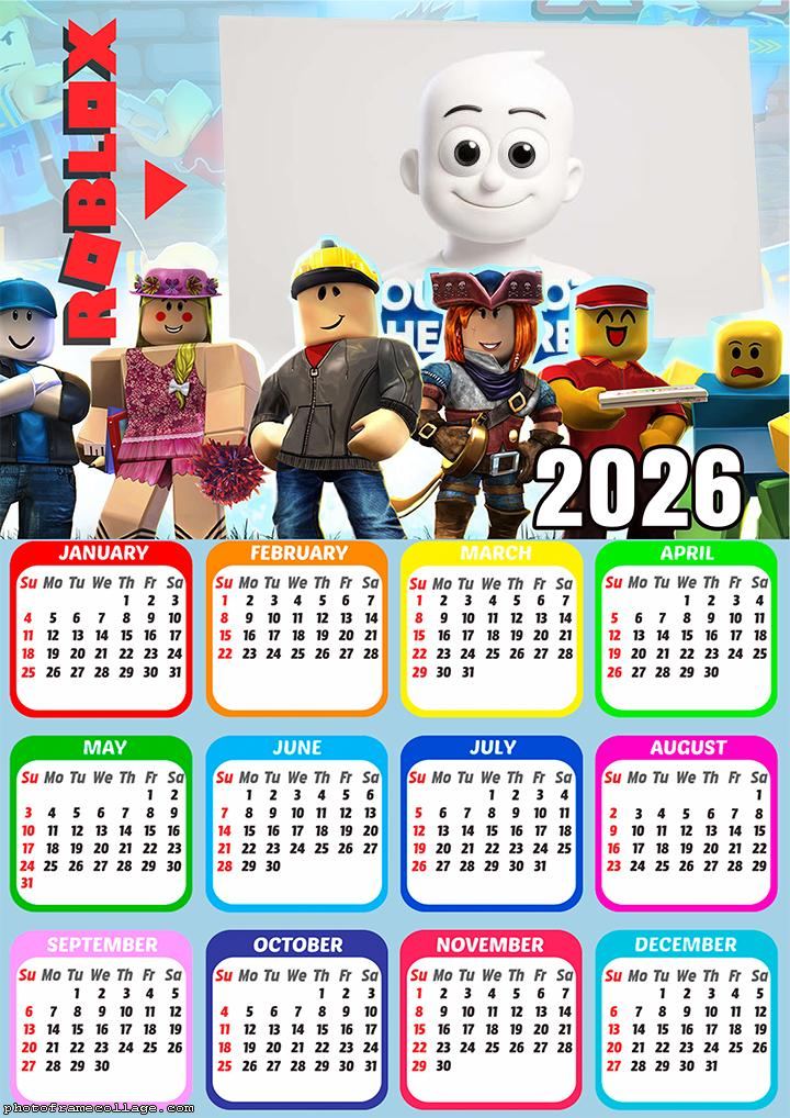 Calendar 2026 Roblox Free Collage