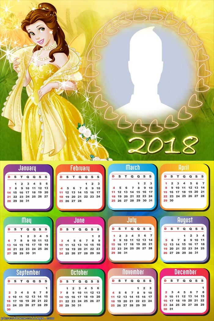 Calendar 2018 Belle Disney Princess