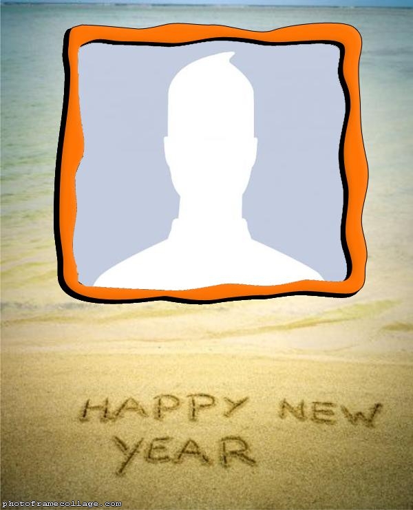 Happy New Year in the Sand of the Beach