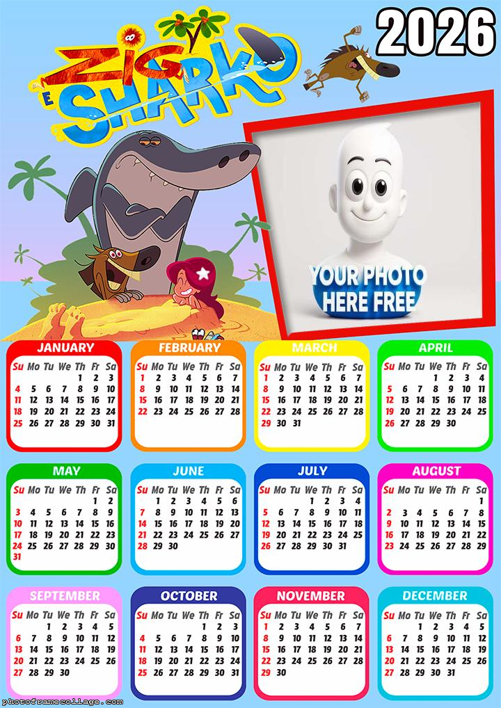 Calendar 2026 Zig and Sharko Frame Picture
