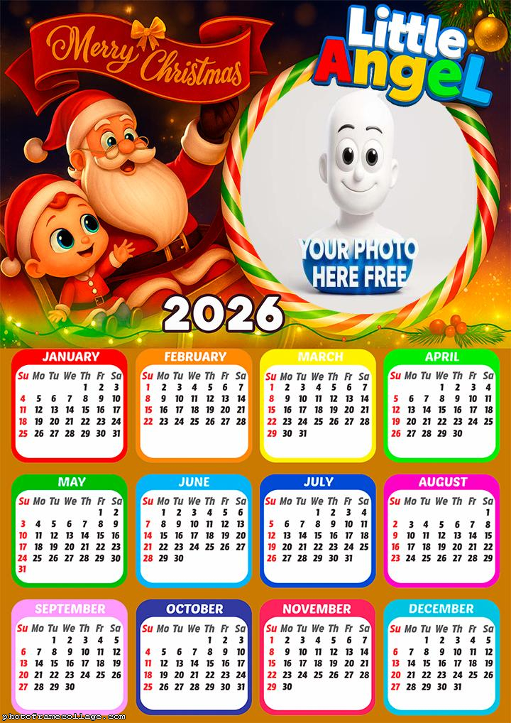 Calendar 2026 Merry Christmas Little Angel