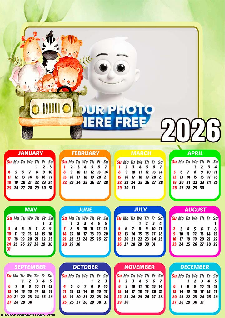 Calendar 2026 Cute Safari