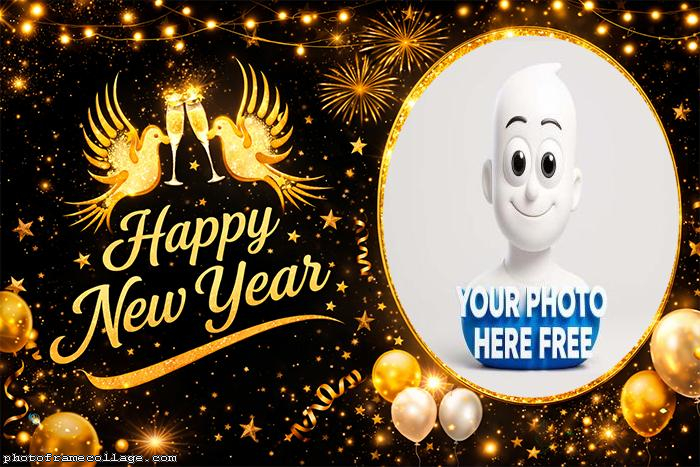 Frame Happy New Year card with photo