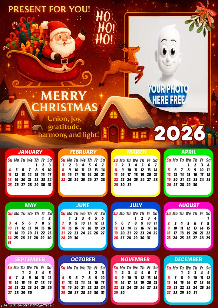 Calendar 2026 Merry Christmas Present for You 