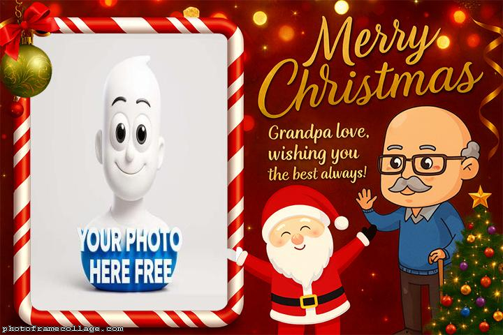 Grandpa Love Merry Christmas Online Photo Frame