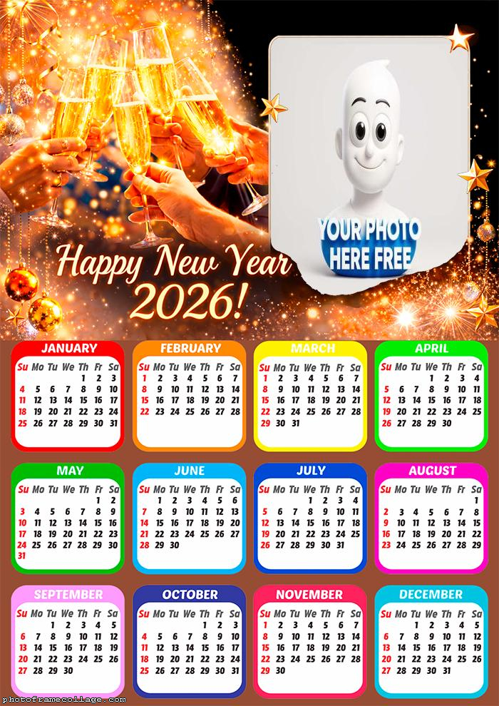 Calendar 2026 New Year 2026 photo collage