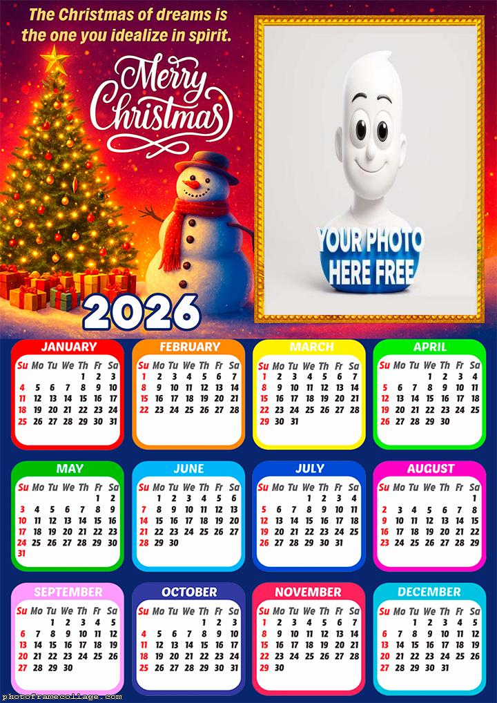 Calendar 2026 Idealiza in spirit Merry Cristmas