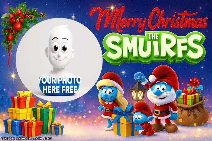 The Smurfs Merry Christmas free collage templates