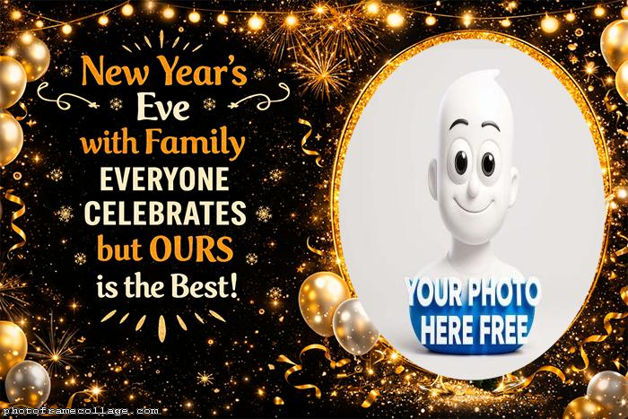 Frame New Year party photo collage mensage 