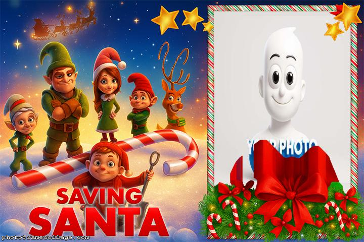 Saving Santa Merry Christmas creative photo collage