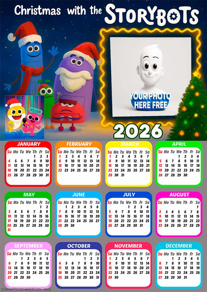 Calendar 2026 Merry Christmas StoryBots