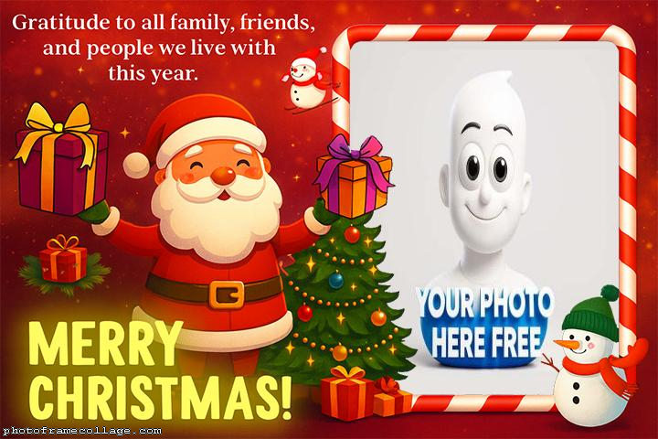Gratitude to all Family Santa Claus photo collage templates