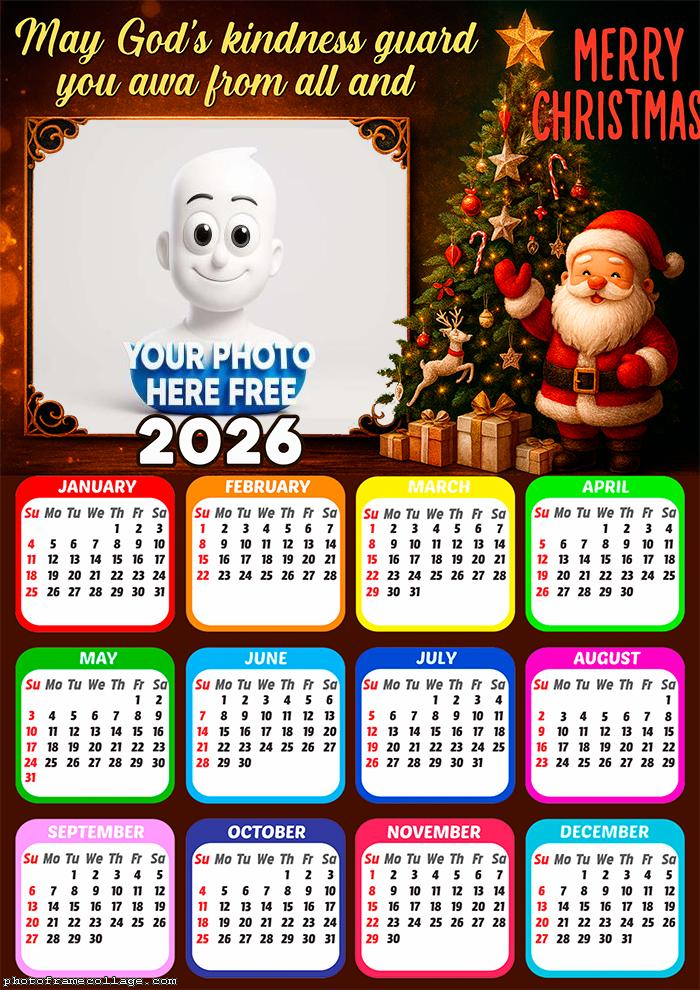 Calendar 2026 Merry Cristmas May God Kindness