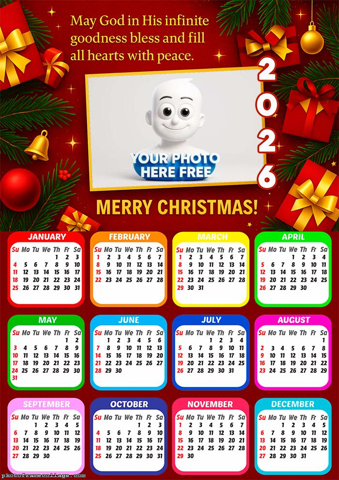 Calendar 2026 Goodness Bless Merry Cristmas